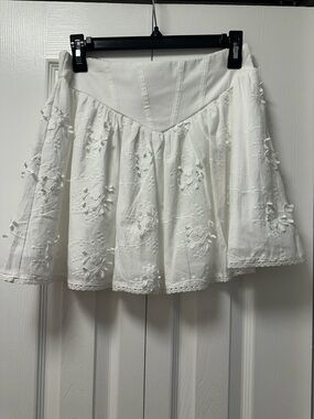 Francesca's Collections White Embroidered Mini Skirt
